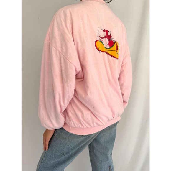 80s vintage pink reversible puffy santa bear holiday graphic pullover sweatshirt - Picture 4 of 10